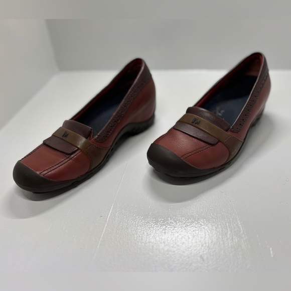 Merrell Plaza Moc Wedge Moccasins Dark Autumn Leather Slip-ons size 6.5 - Picture 2 of 8